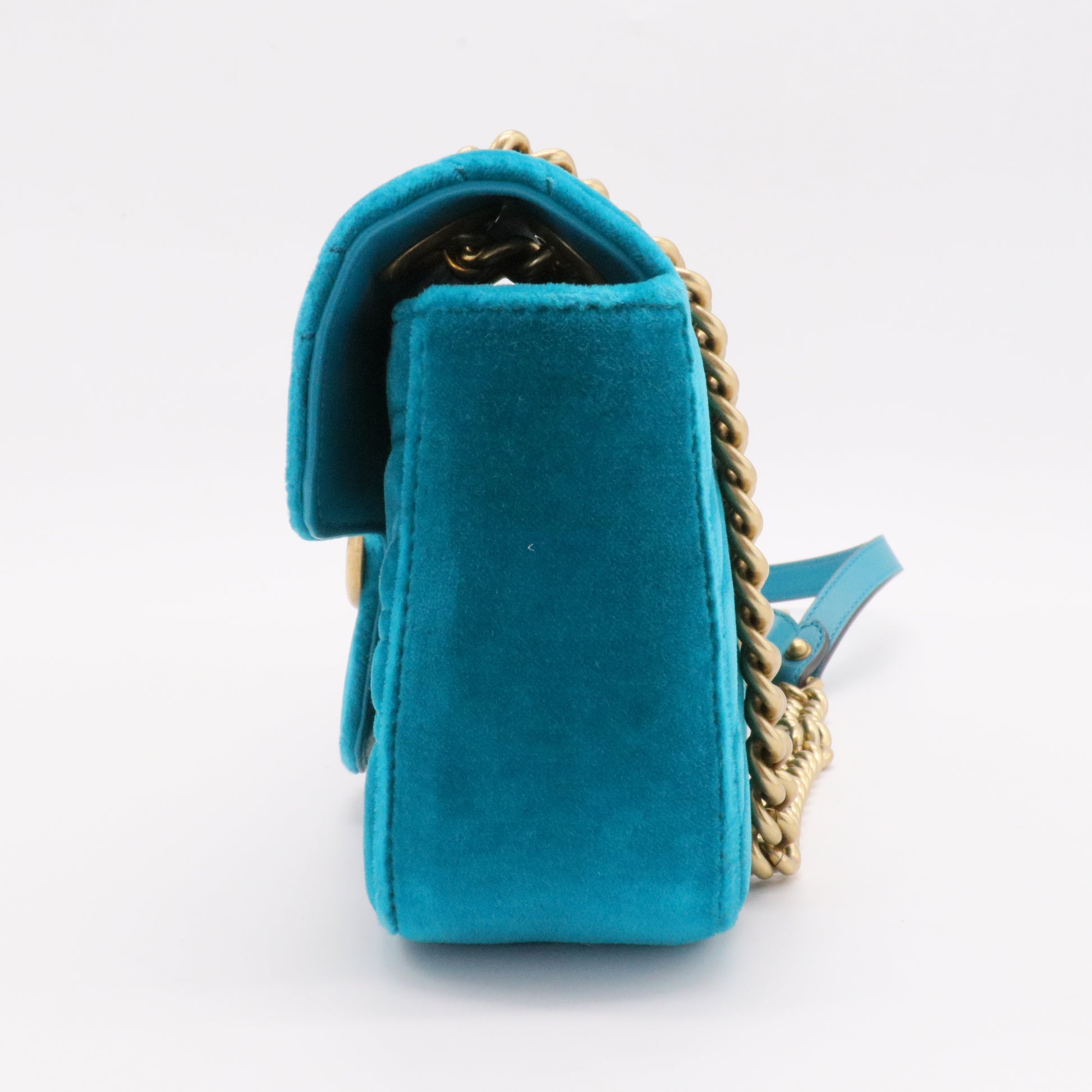 Blue Velvet GG Marmont Shoulder Bag Mini