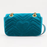 Blue Velvet GG Marmont Shoulder Bag Mini