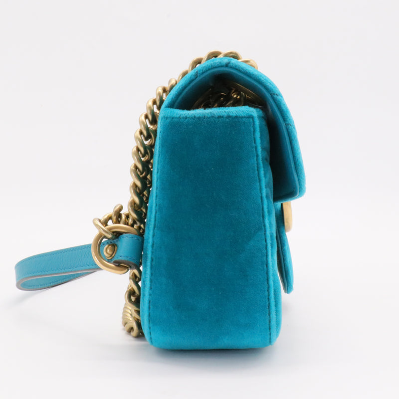 Blue Velvet GG Marmont Shoulder Bag Mini