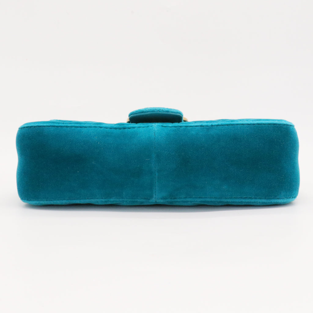 Blue Velvet GG Marmont Shoulder Bag Mini