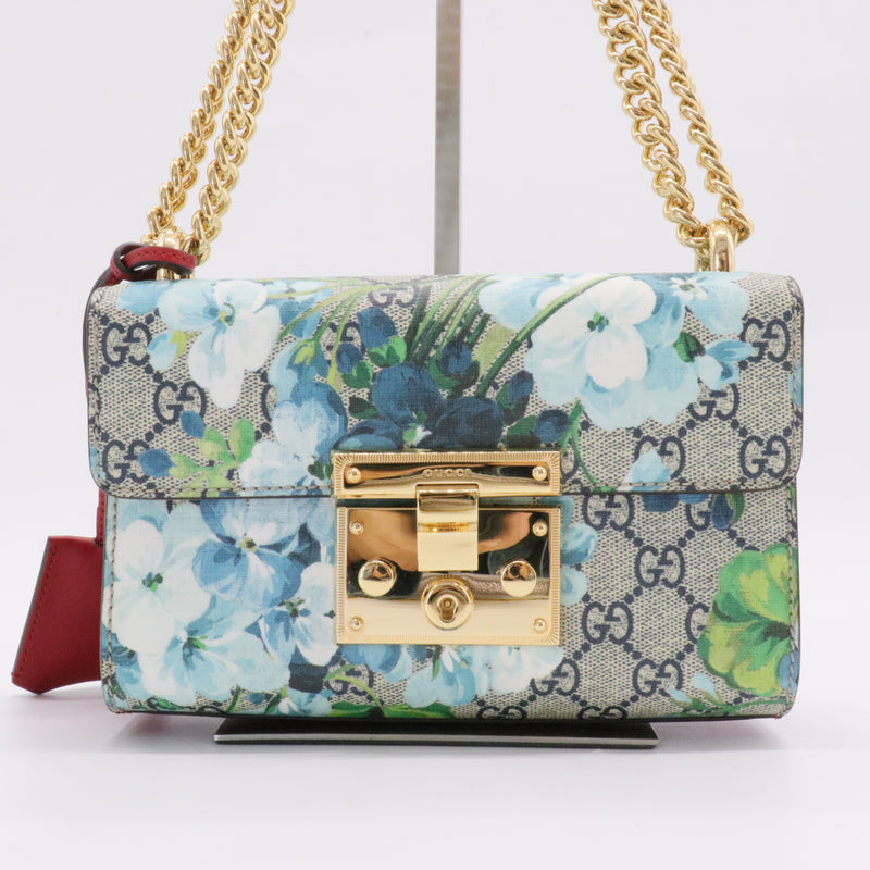 Padlock Shoulder Bag Blooms Print GG Coated Canvas Small