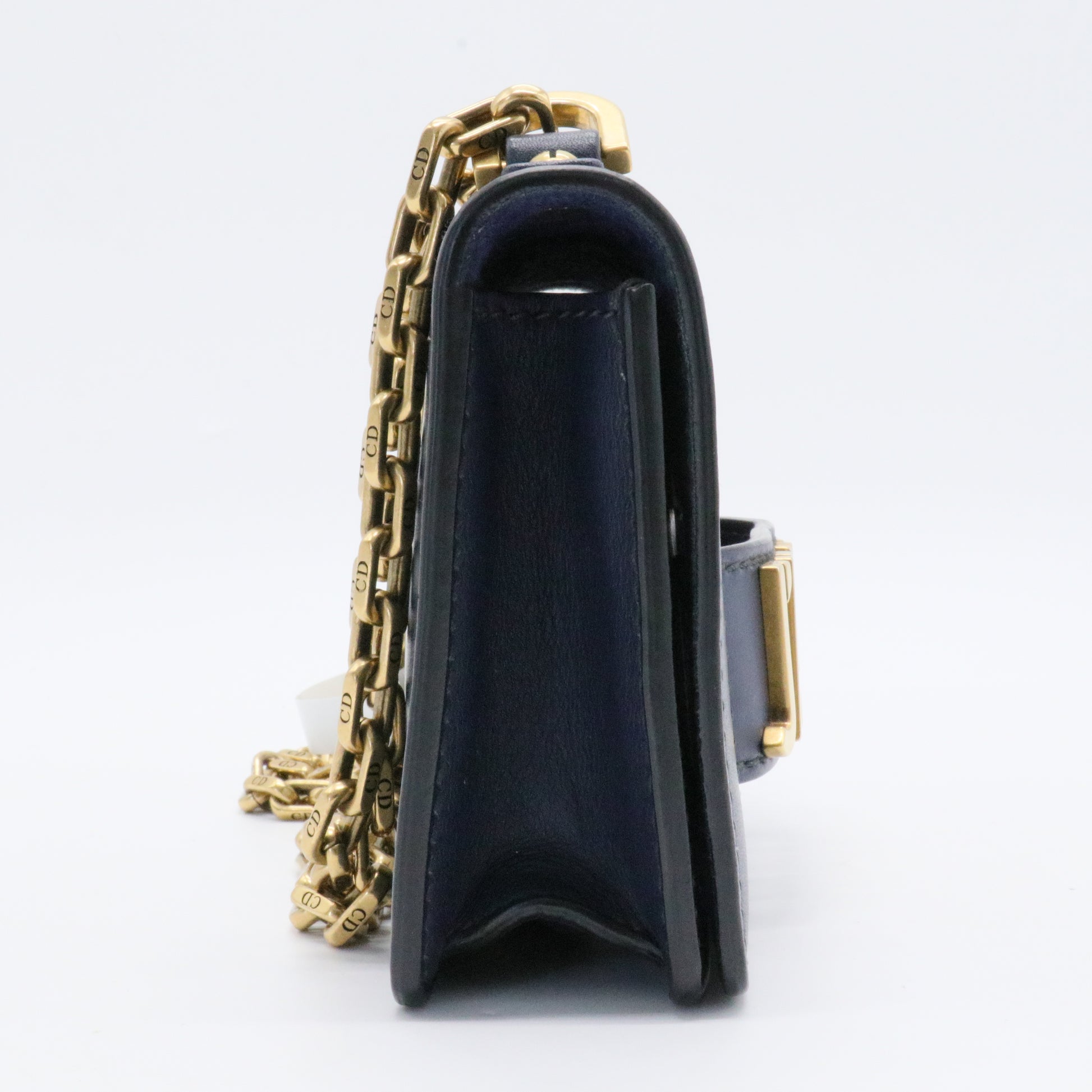 Calfskin Mini J'Adior Chain Flap Bag Navy Blue