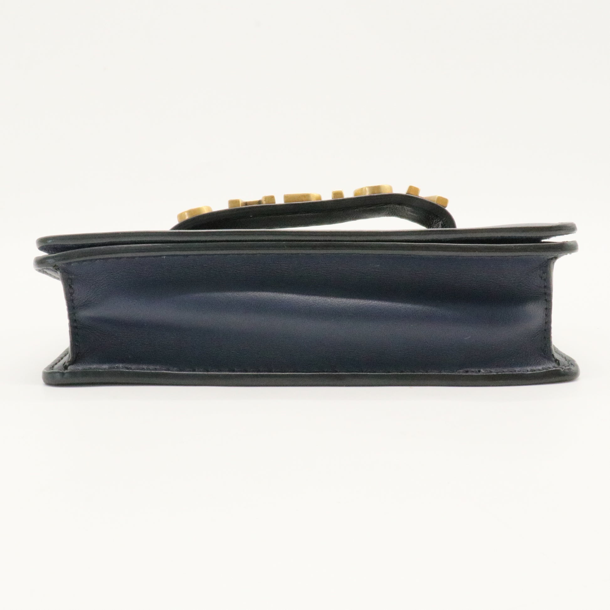 Calfskin Mini J'Adior Chain Flap Bag Navy Blue