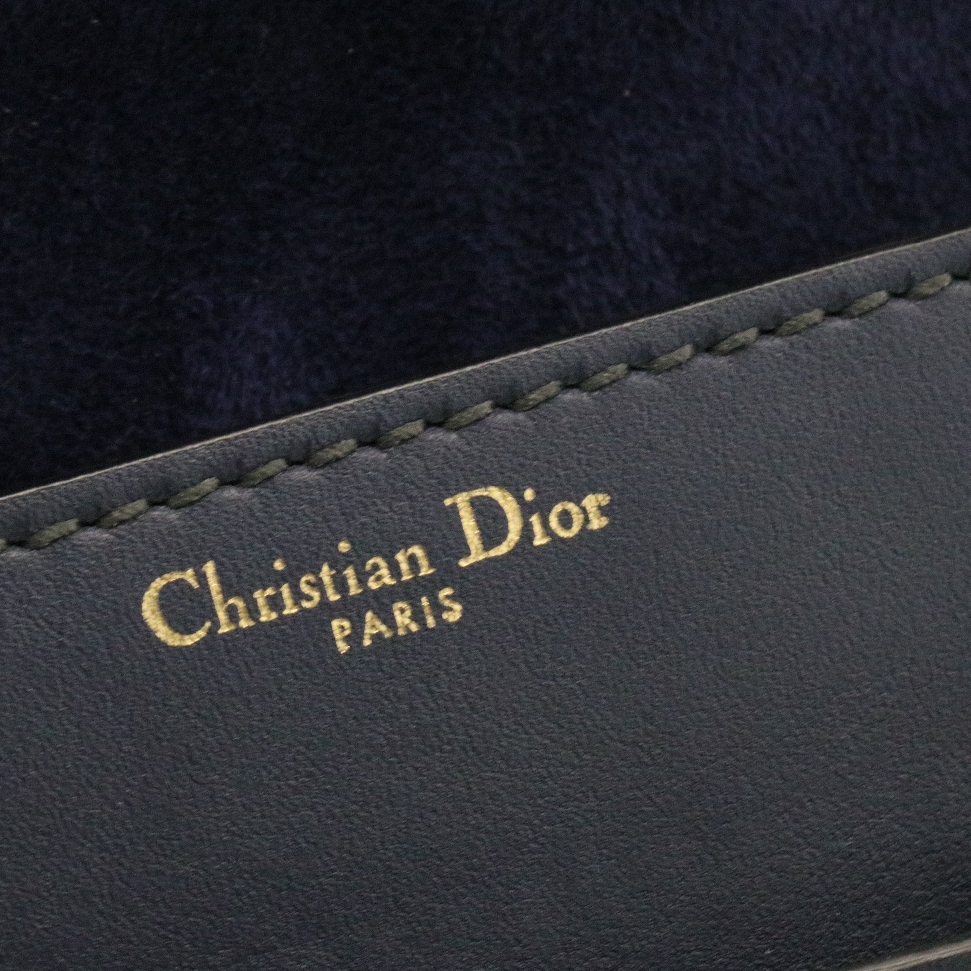 Calfskin Mini J'Adior Chain Flap Bag Navy Blue