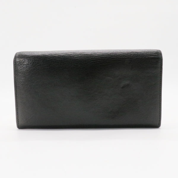 Classic Metallic Edge Money Flap Wallet Leather