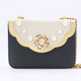 Pearly Peony Chain Shoulder Bag Leather Small