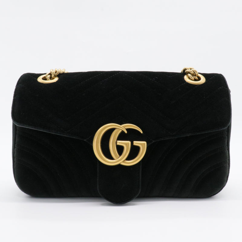 GG Marmont Flap Bag Matelasse Velvet Mini