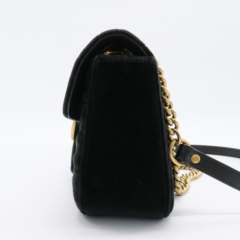 GG Marmont Flap Bag Matelasse Velvet Mini