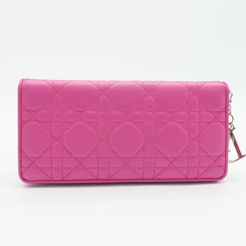 Pink Cannage Quilted Lambskin Leather Diorisssimo Wallet