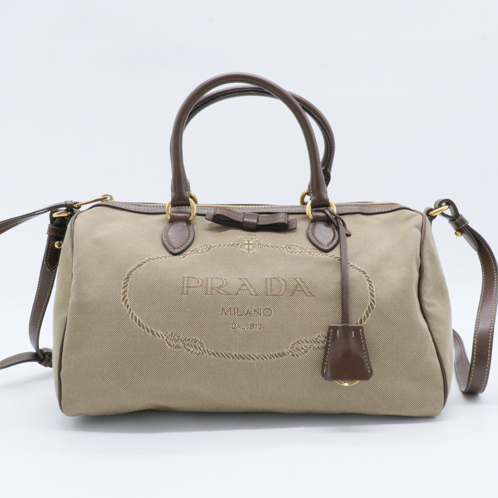 Logo Convertible Zip Satchel Canvas with Leather