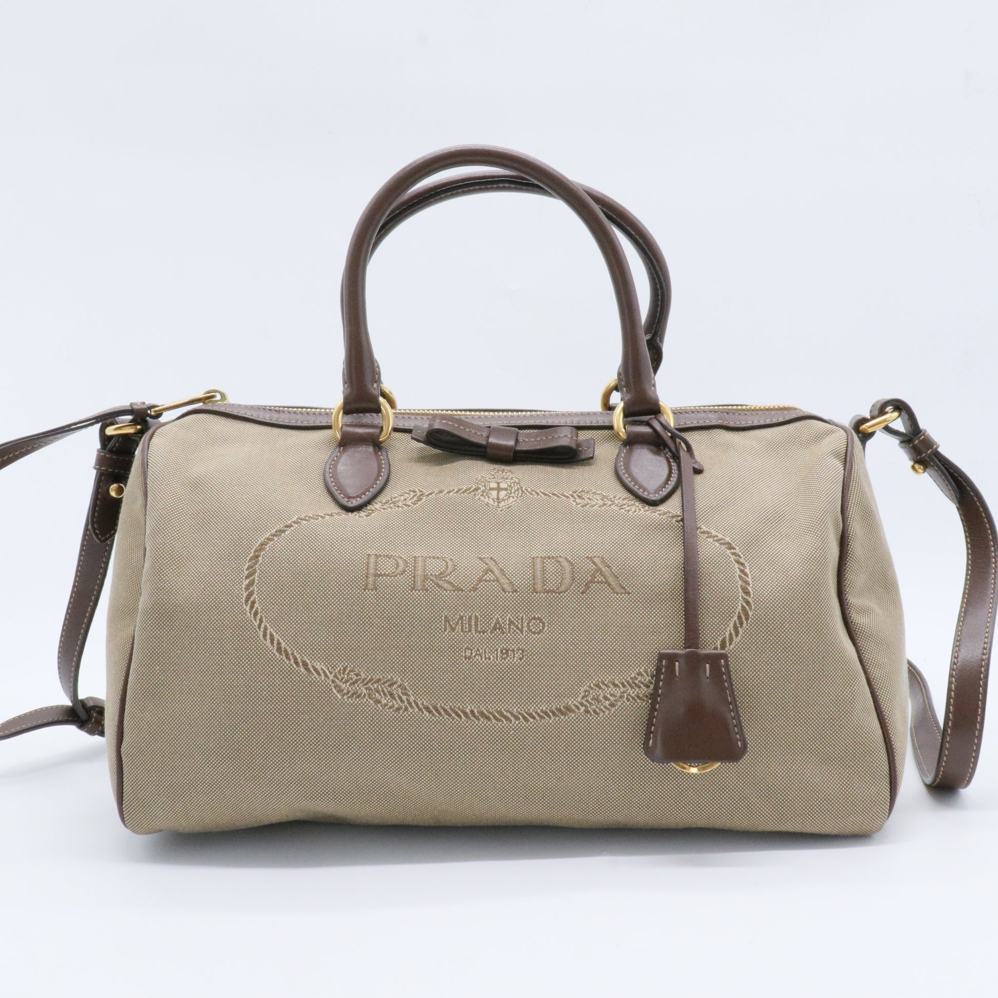 Logo Convertible Zip Satchel Canvas with Leather