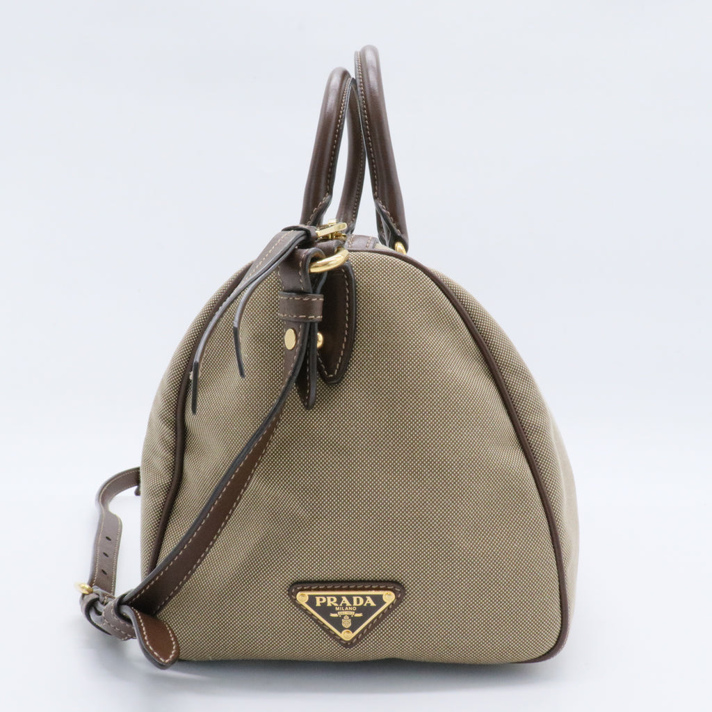 Logo Convertible Zip Satchel Canvas with Leather