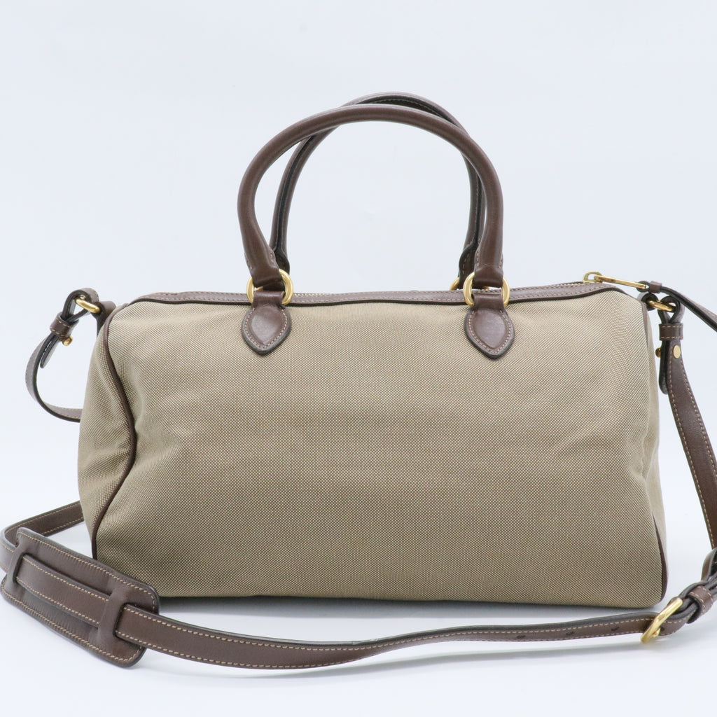 Logo Convertible Zip Satchel Canvas with Leather
