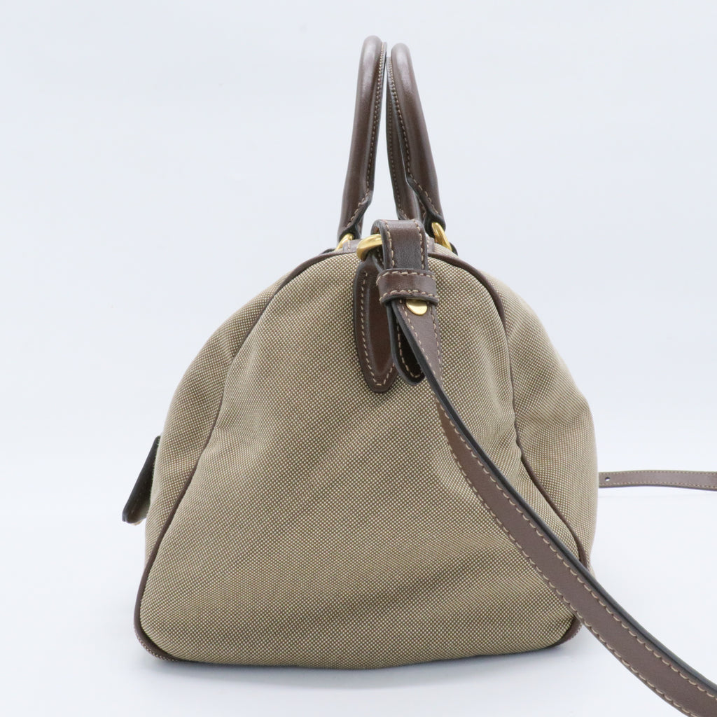 Logo Convertible Zip Satchel Canvas with Leather