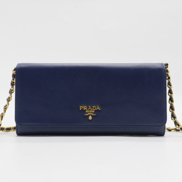 Saffiano Shoulder Bag Leather Blue