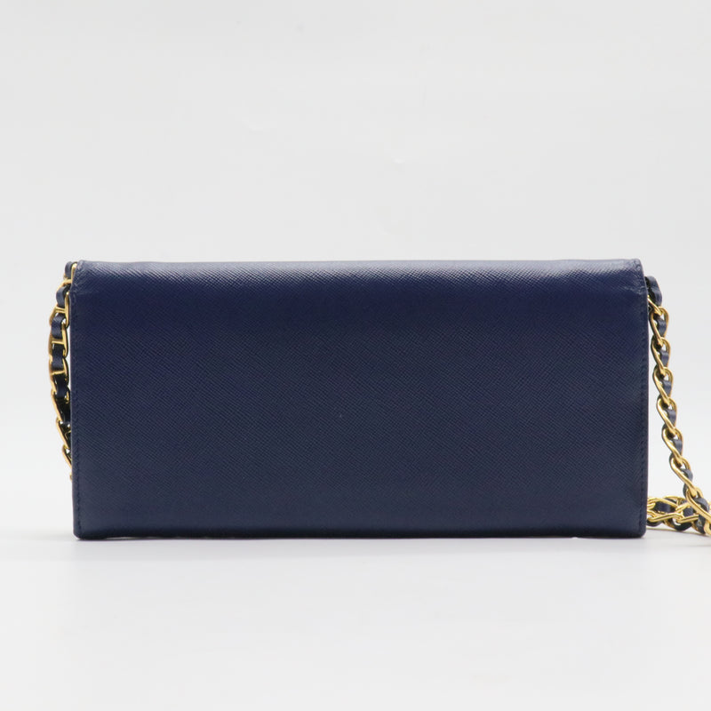 Saffiano Shoulder Bag Leather Blue