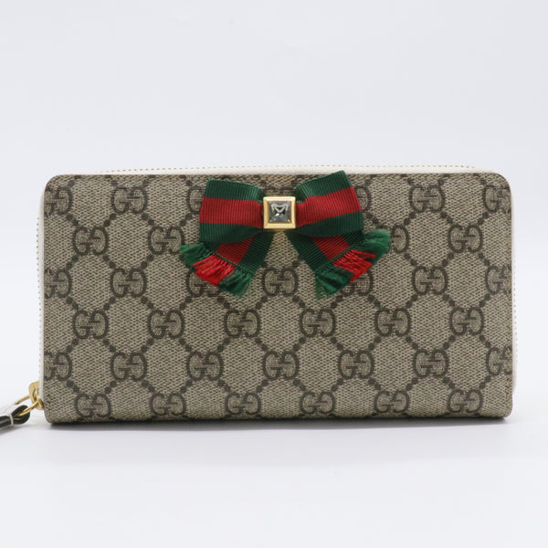 Ribbon GG Supreme Round Zipper Long Wallet