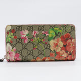 GG Supreme Monogram Blooms Zip Around Wallet Beige Multicolor Dry Rose