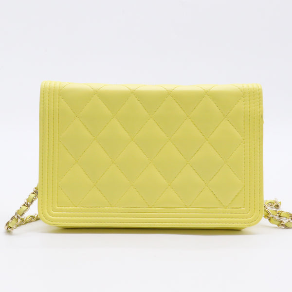 Boy Wallet on Chain Quilted Caviar