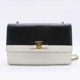 Vara Calf Leather Shoulder Bag Black White