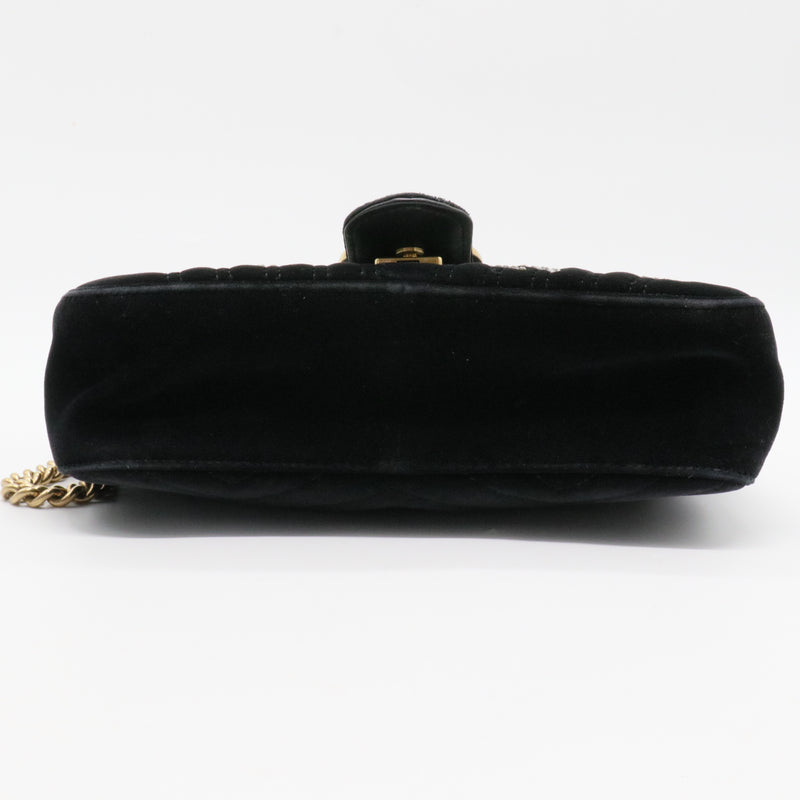 GG Marmont Flap Bag Embellished Matelasse Velvet Small