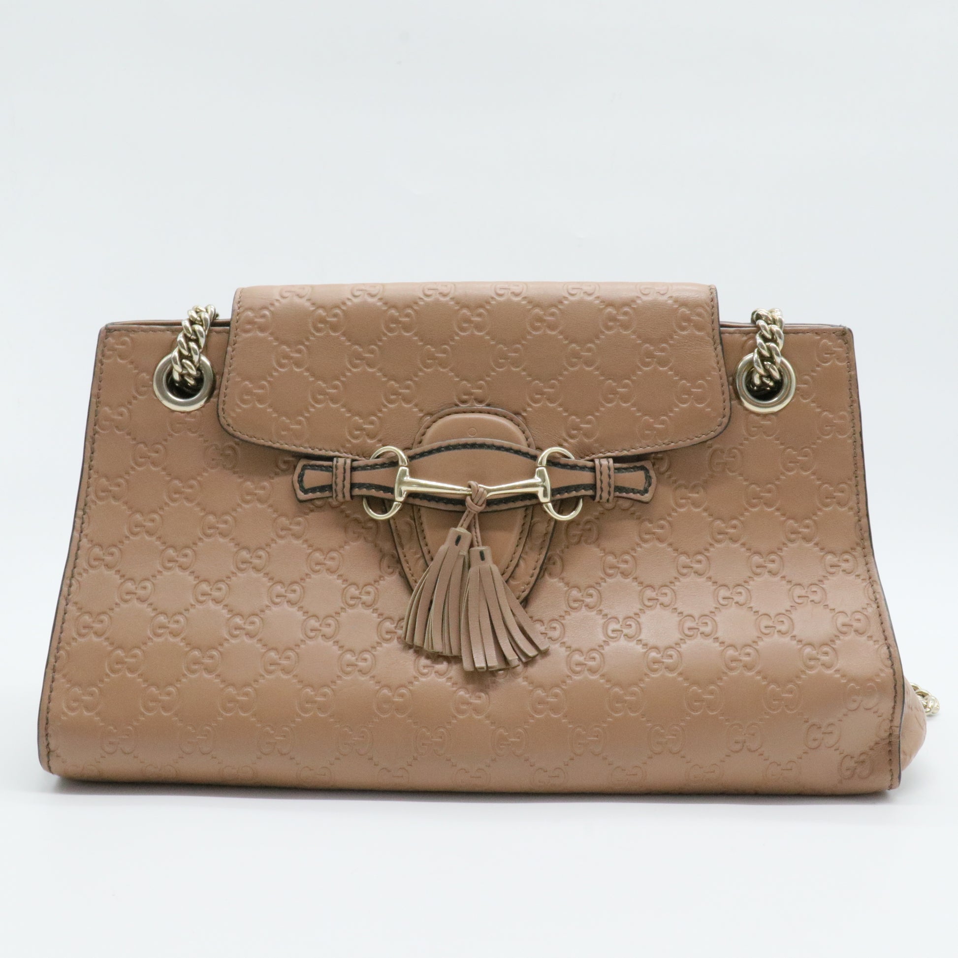 Emily Chain Flap Shoulder Bag Guccissima Leather Large