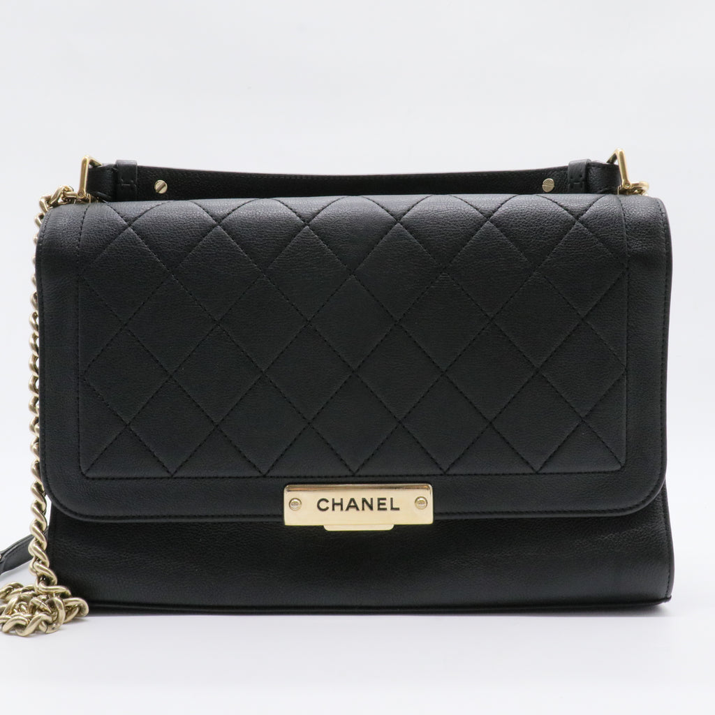 Label Click Flap Bag Quilted Calfskin Medium