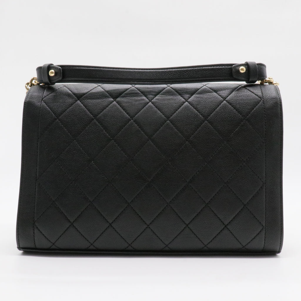 Label Click Flap Bag Quilted Calfskin Medium
