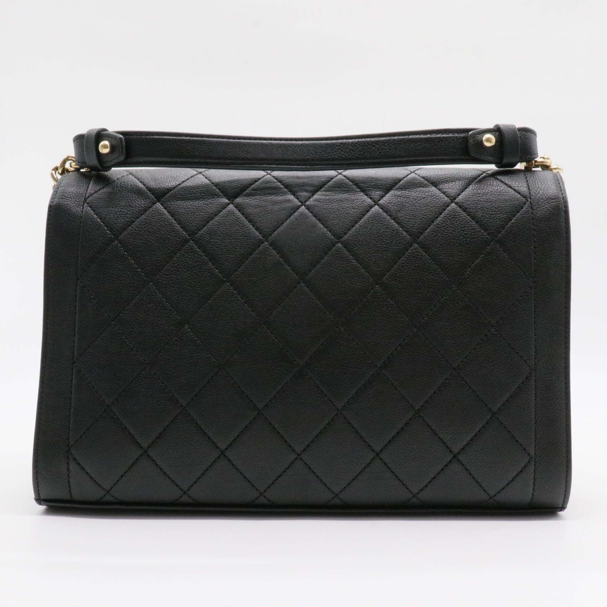 Label Click Flap Bag Quilted Calfskin Medium