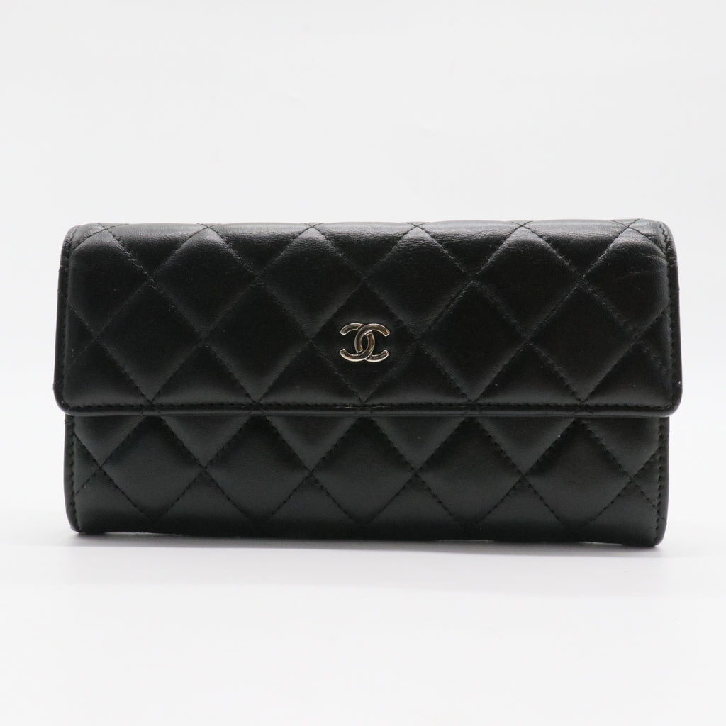 L-Double Wallet Quilted Lambskin Long