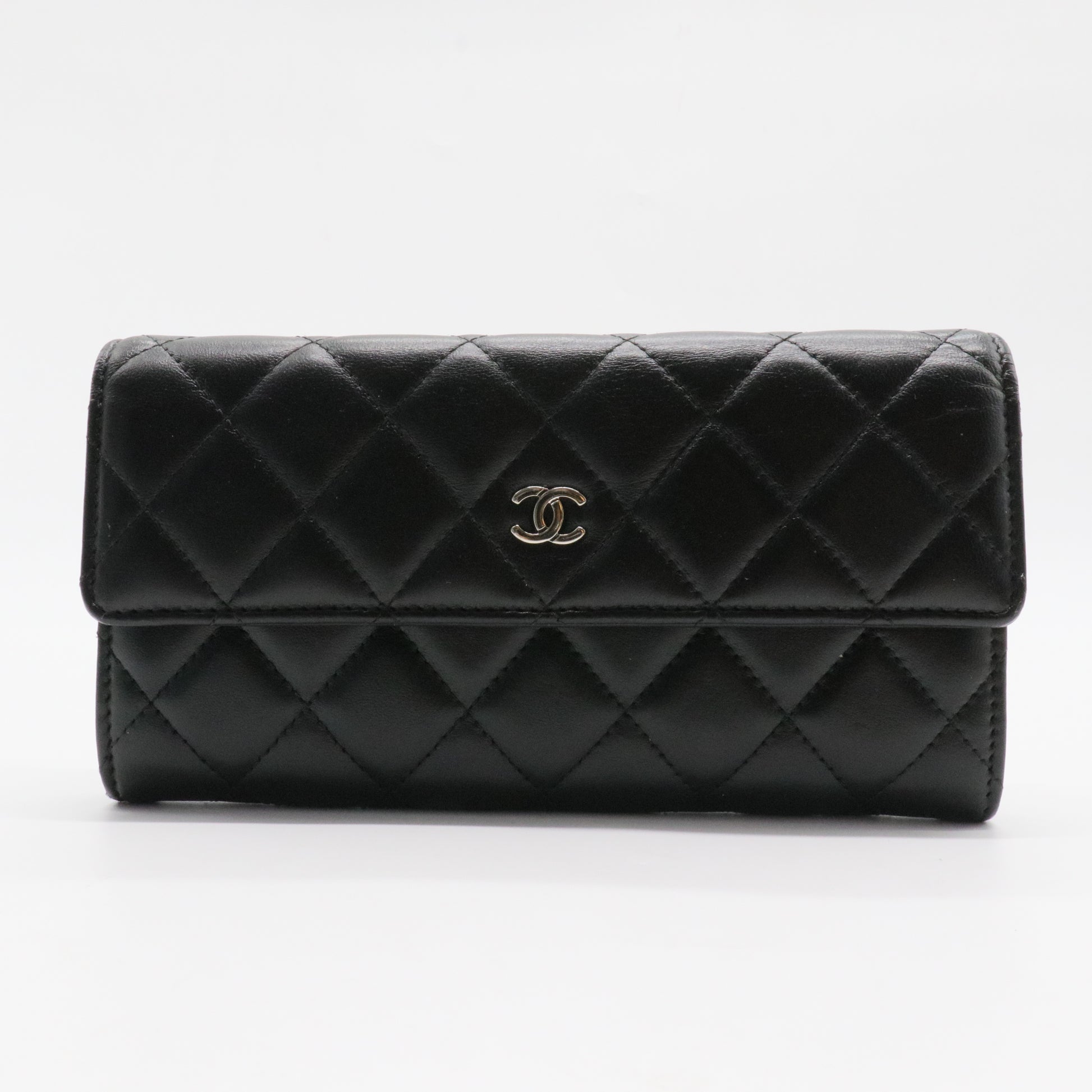 L-Double Wallet Quilted Lambskin Long