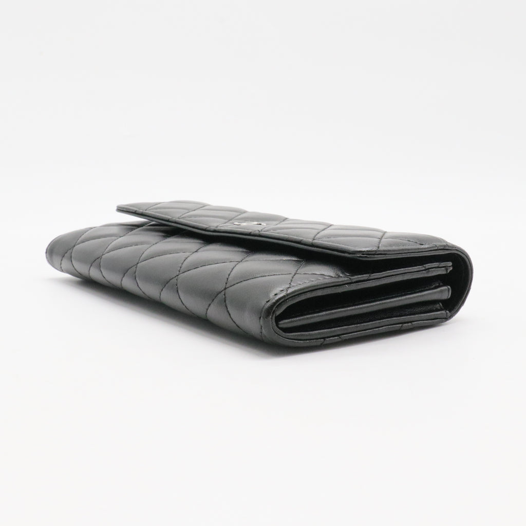 L-Double Wallet Quilted Lambskin Long