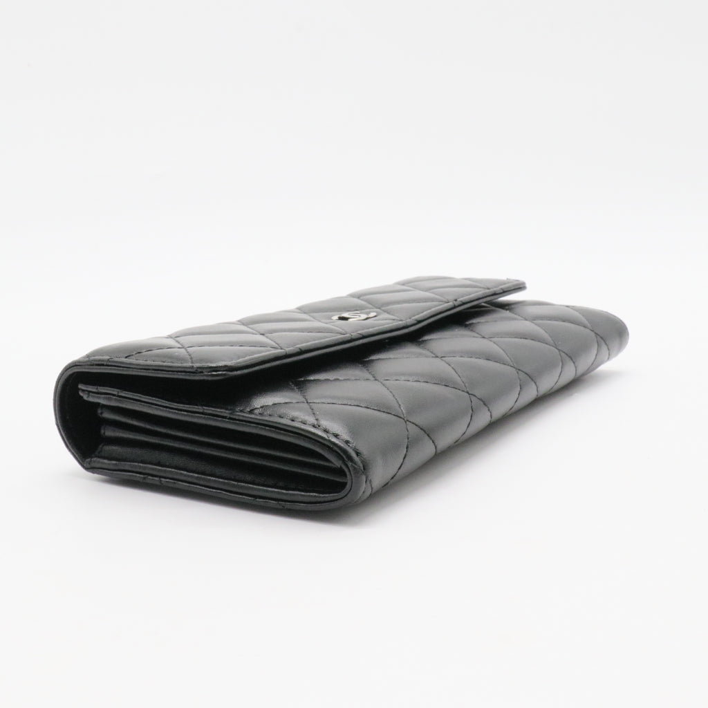 L-Double Wallet Quilted Lambskin Long