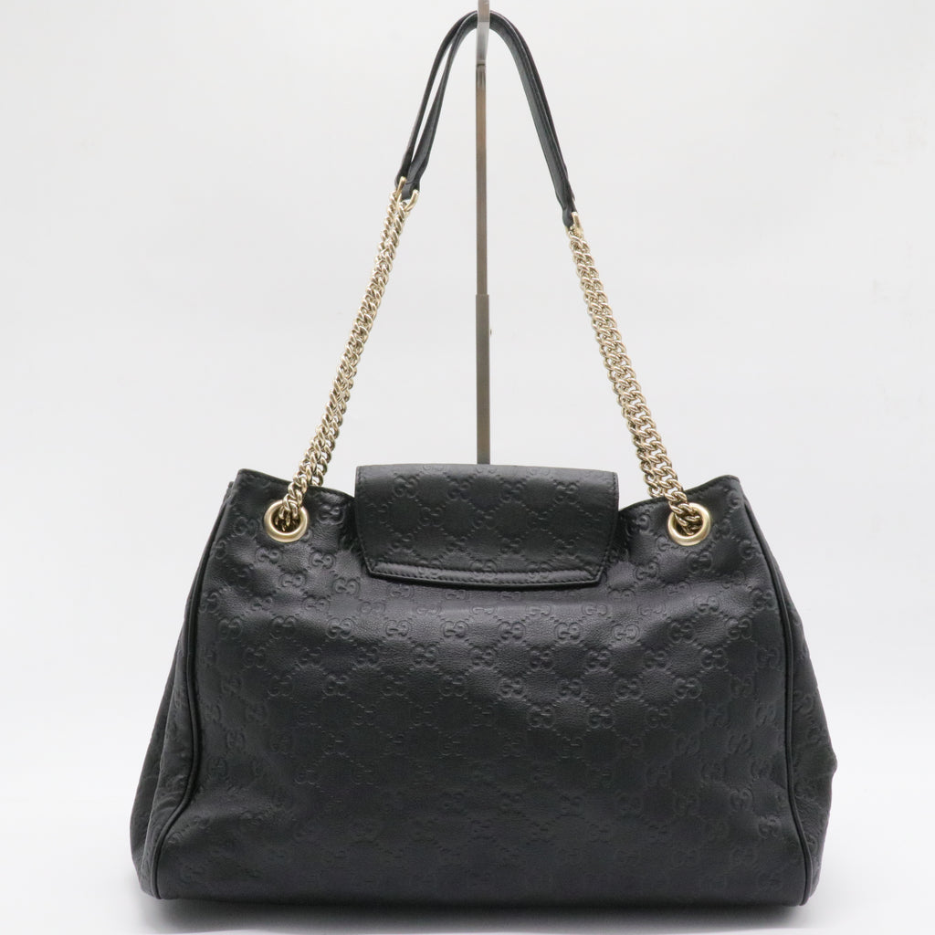 Emily Flap Shoulder Bag Guccissima Leather Large