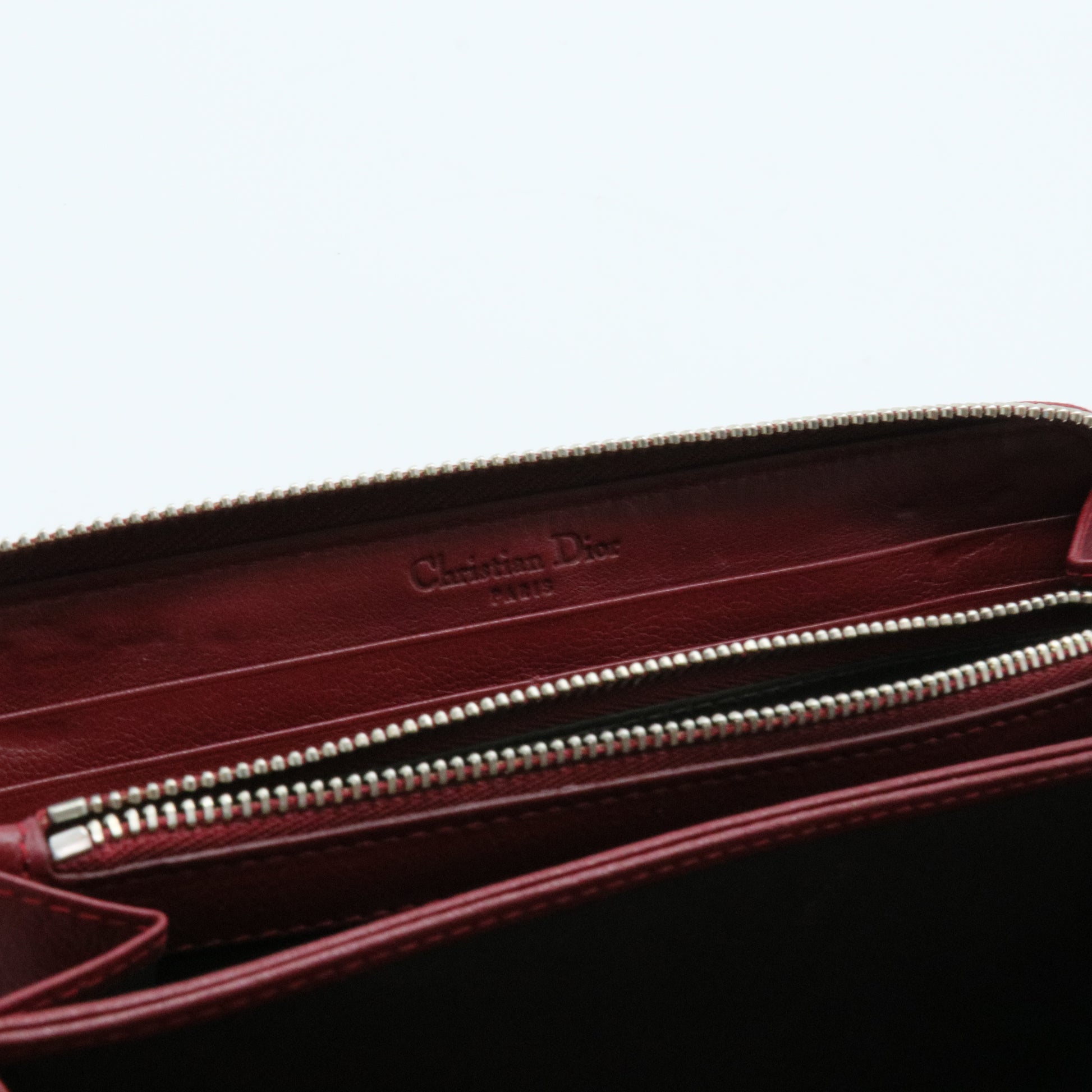 Patent Cannage Lady Dior Continental Zip Wallet Red
