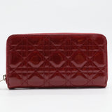 Patent Cannage Lady Dior Continental Zip Wallet Red