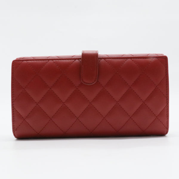 Calfskin Quilted Cambon Yen Wallet Red