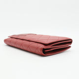 Calfskin Quilted Cambon Yen Wallet Red