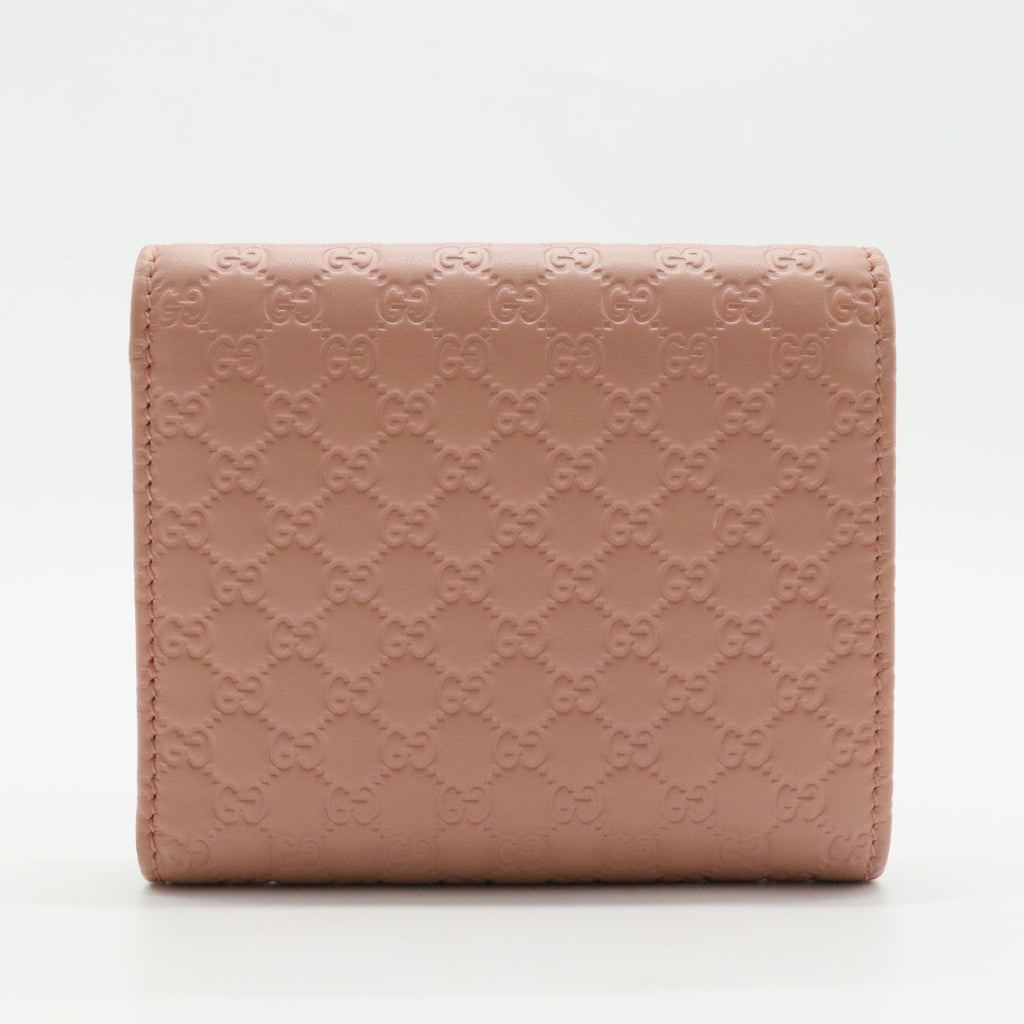 Pink Leather Guccissima Trifold Wallet
