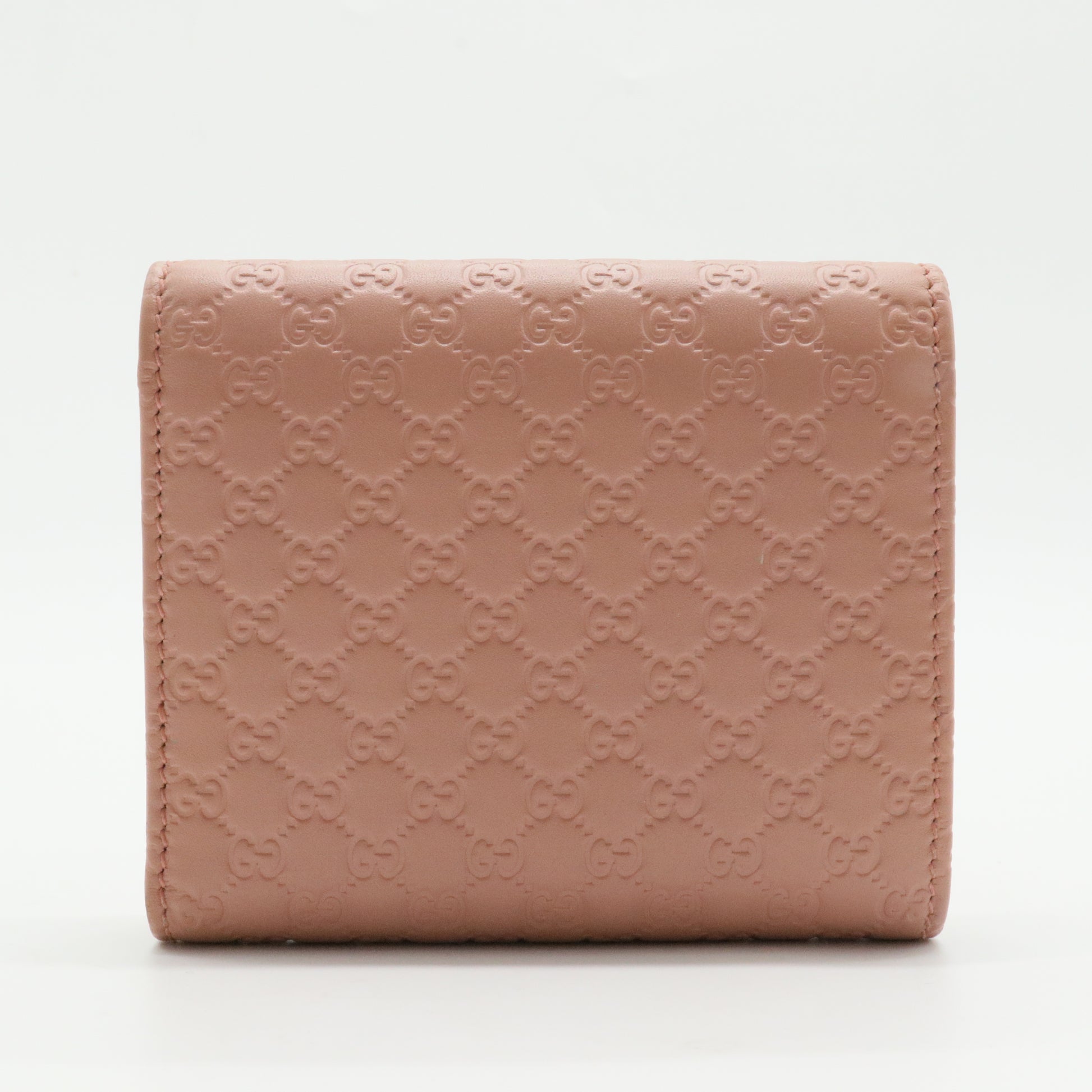 Pink Leather Guccissima Trifold Wallet