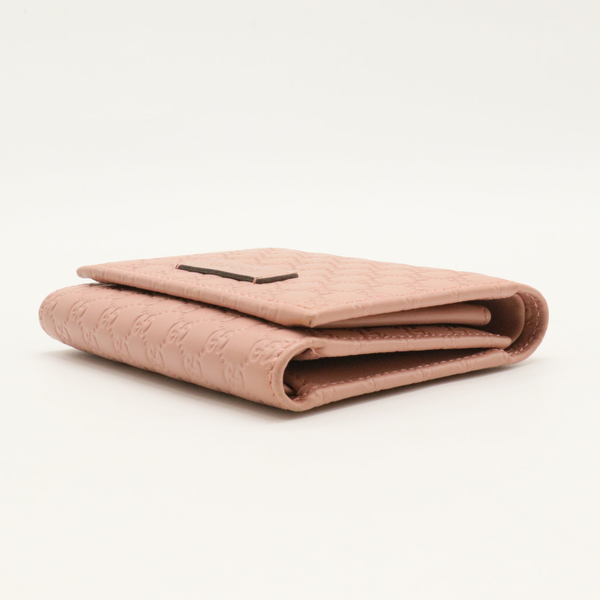 Pink Leather Guccissima Trifold Wallet