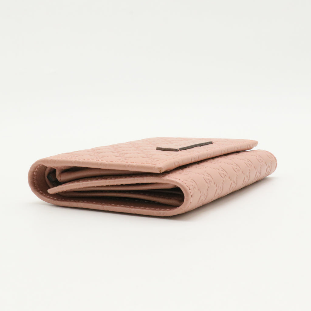 Pink Leather Guccissima Trifold Wallet