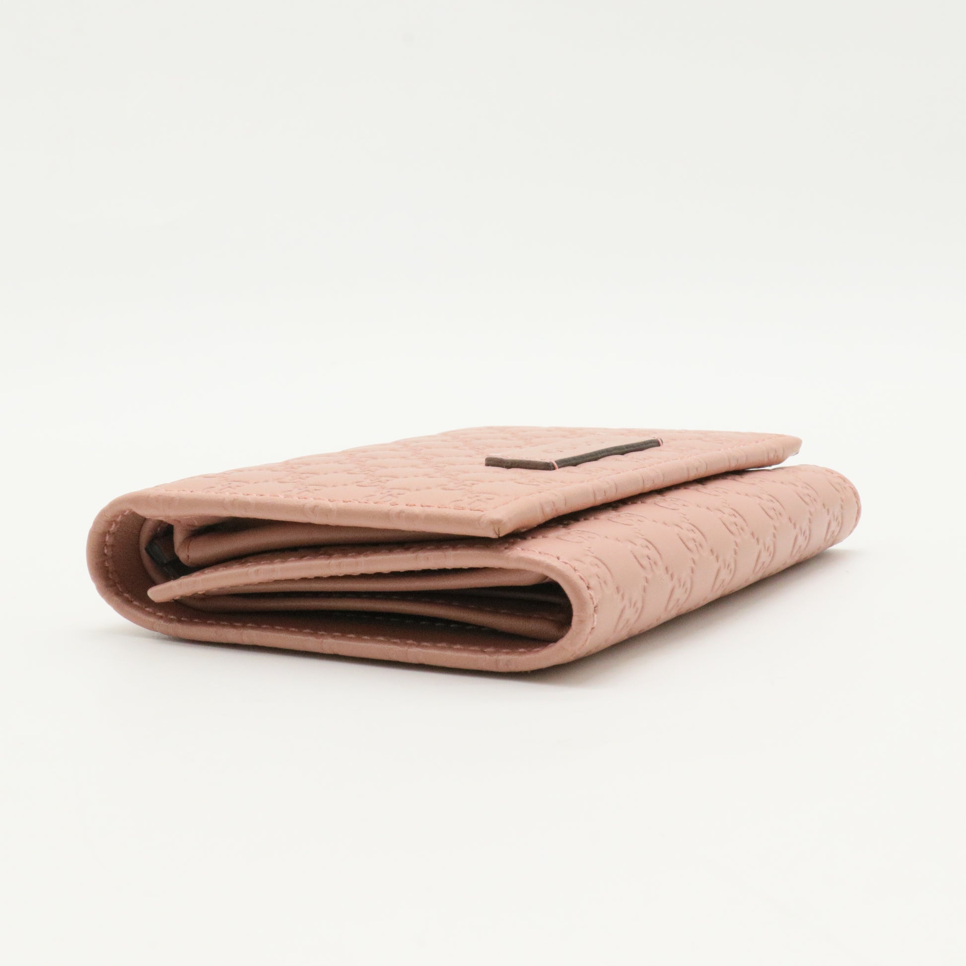 Pink Leather Guccissima Trifold Wallet