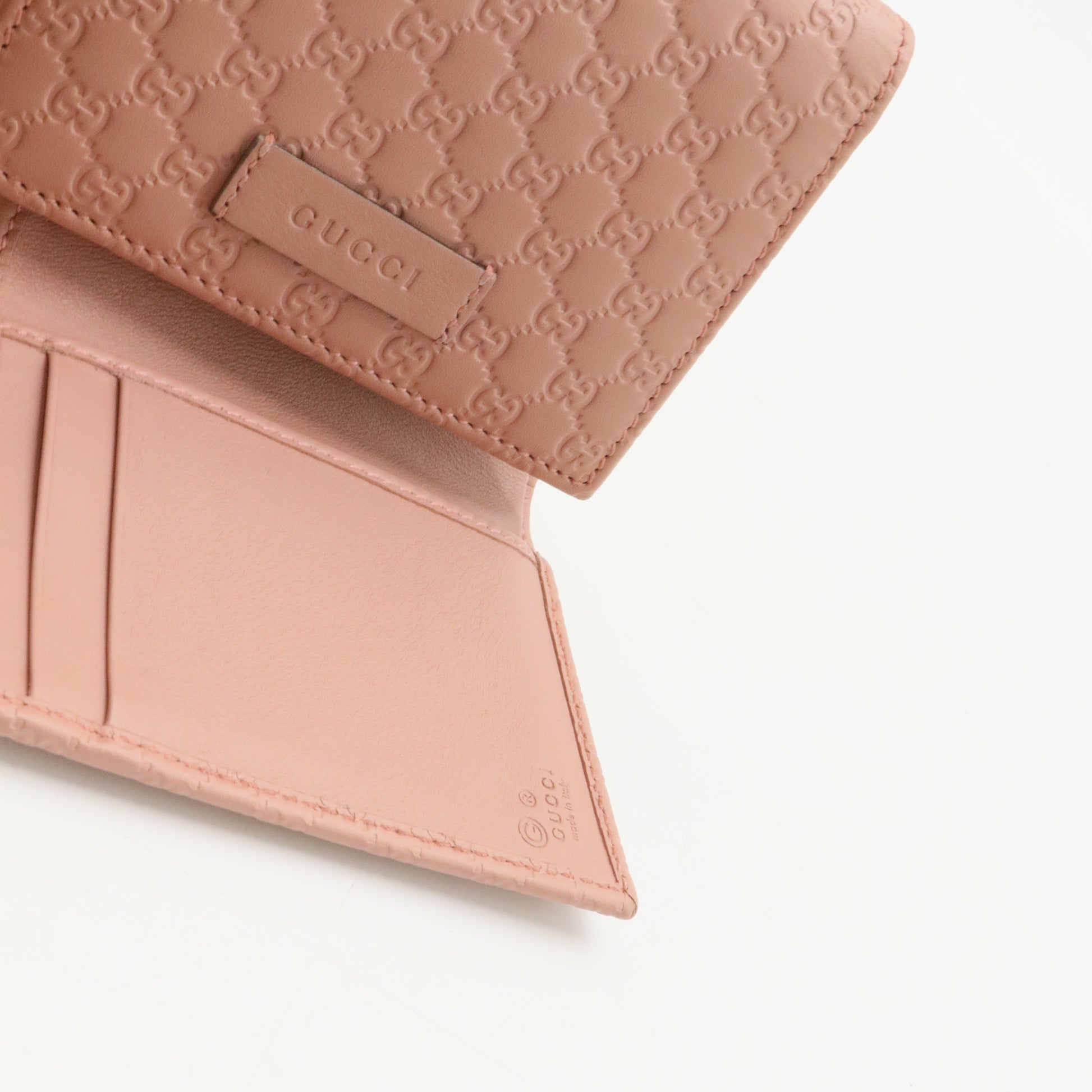 Pink Leather Guccissima Trifold Wallet