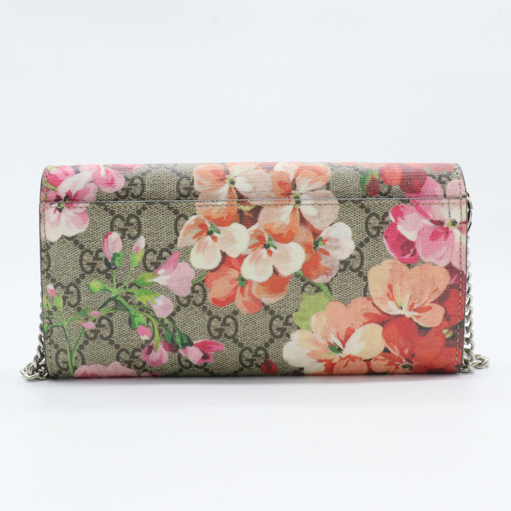 Continental Wallet On Chain Blooms Print GG Coated Canvas