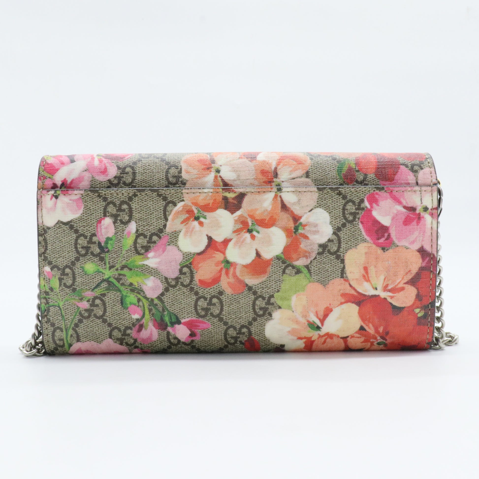 Continental Wallet On Chain Blooms Print GG Coated Canvas