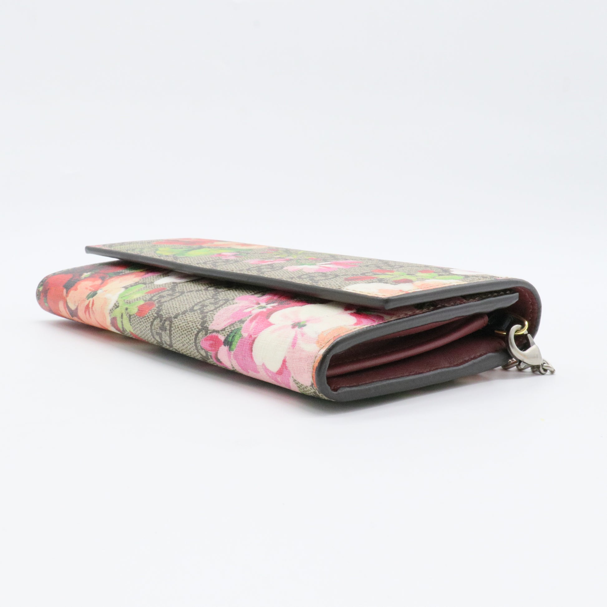 Continental Wallet On Chain Blooms Print GG Coated Canvas