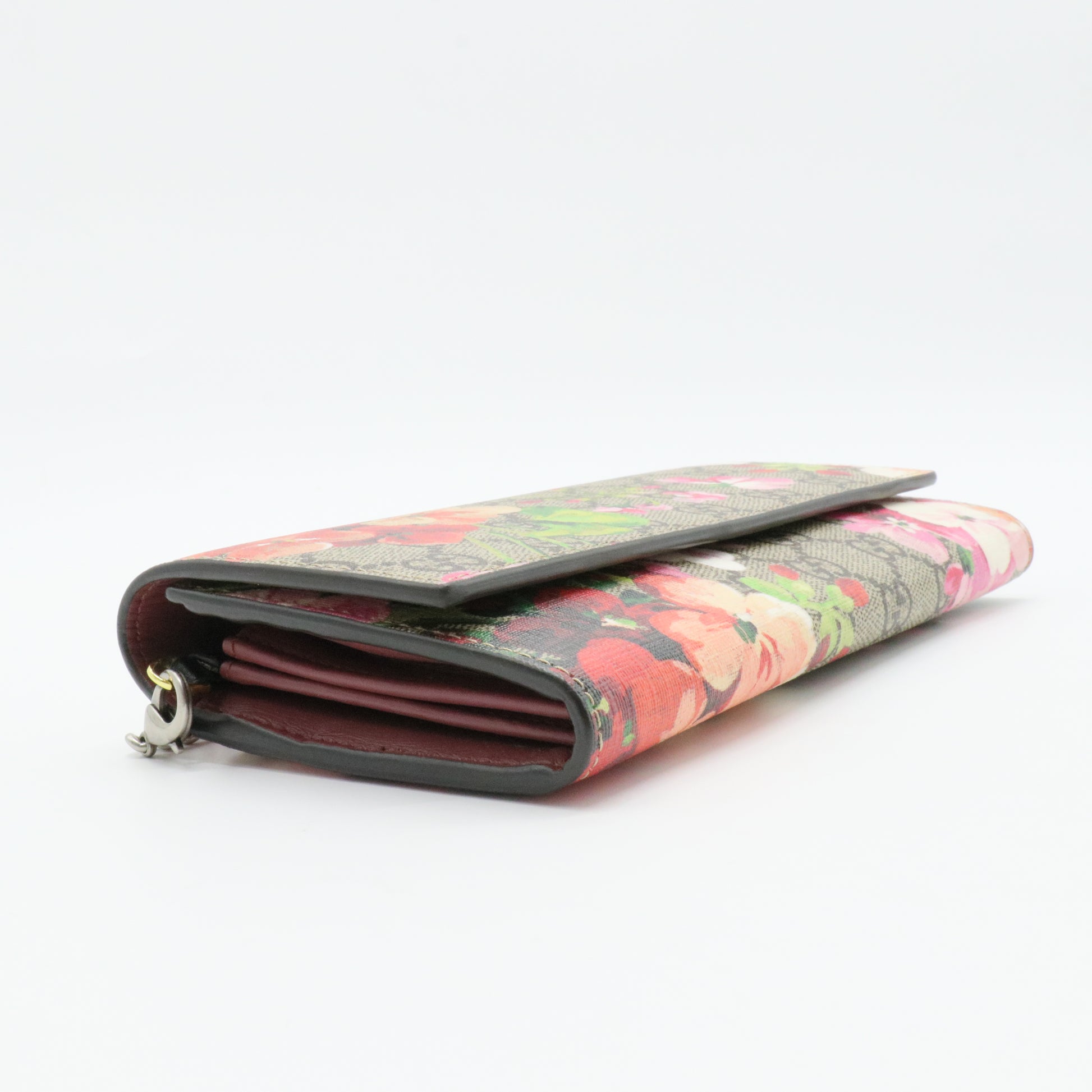 Continental Wallet On Chain Blooms Print GG Coated Canvas
