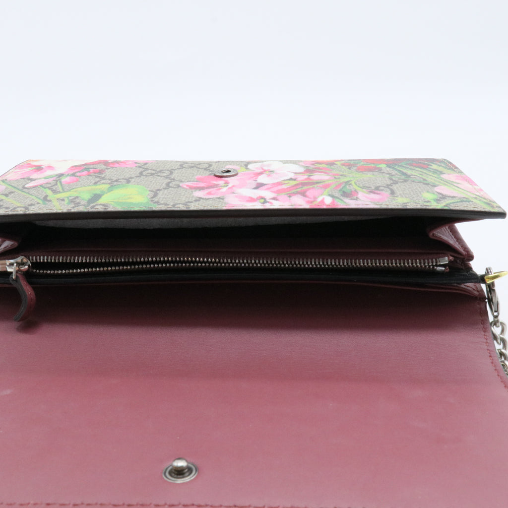 Continental Wallet On Chain Blooms Print GG Coated Canvas