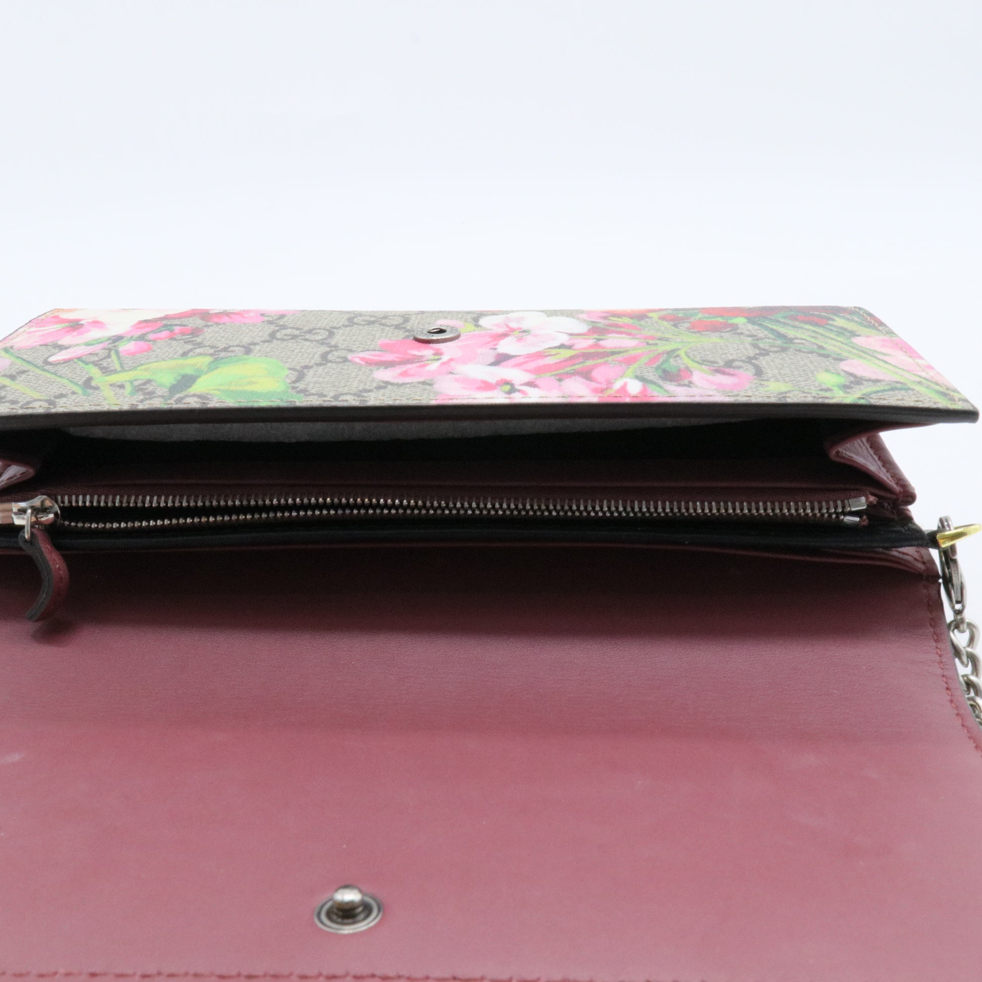 Continental Wallet On Chain Blooms Print GG Coated Canvas